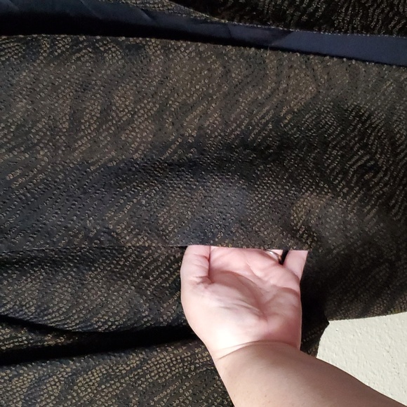 Eileen Fisher Size Large Silk Blend Jacquard Wave Blazer Jacket Black Brown - Picture 6 of 13